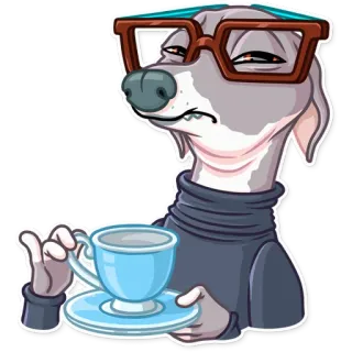 😑 e057cce0 犬, メガネ, カップ, お茶, グレーハウンド, 漫画 telegram sticker