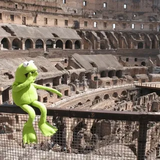 😐 0492340b Kermit Kermit the Frog, Muppets, Colosseum, Rome, Italy telegram sticker