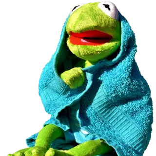 ☹️ 4e96cc52 Kermit Kermit the Frog, Muppets, frog, towel, cartoon character telegram sticker