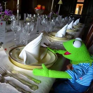 🍽 73537ea3 Kermit Kermit the Frog, Muppets, table setting, formal dining, puppet telegram sticker