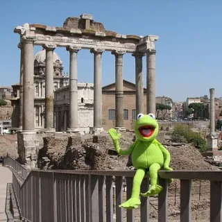 😐 84be4fbd Kermit Kermit the Frog, Muppets, travel, Rome, landmark, puppet telegram sticker