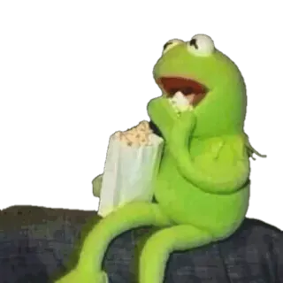 🍿 a1a453db Kermit Kermit the Frog, puppet, popcorn, snack, eating, green telegram sticker
