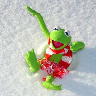 ❄️ c0661abe Kermit Kermit the Frog, Muppets, winter, snow, frog, scarf telegram sticker