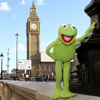 😐 e90eb723 Kermit Kermit the Frog, London, Big Ben, muppet, landmark telegram sticker