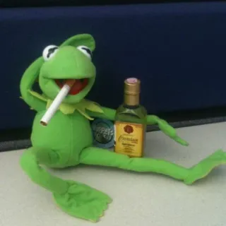 😎 8a86d609 Kermit Kermit la Rana, Muppet, Fumare, Alcool, Burattino telegram sticker