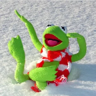 ❄️ 8f17ef48 Kermit Kermit la rana, Muppet, rana, neve, inverno, sciarpa telegram sticker