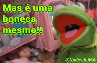 🙄 14e3e818 Kermit Mas é uma boneca mesmo!! Kermit de Kikker, Muppet, speelgoed, pop, poppet telegram sticker