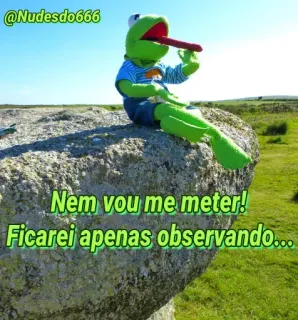 👀 2d6f8f4c Kermit Nem vou me meter!
Ficarei apenas observando... kermit, kikker, meme, observeren, kijken, grappig telegram sticker