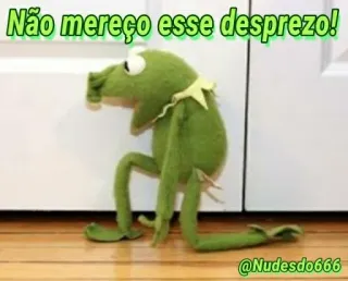 😞 53ffbd9e Kermit Não mereço esse desprezo! Kermit de Kikker, verdrietig, wanhoop, Muppets, kikker, meme telegram sticker