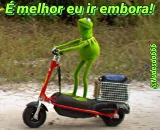 🛵 b4282ea2 Kermit the Frog É melhor eu ir embora! kermit, kikker, scooter, meme, grappig, weggaan telegram sticker