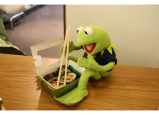 🍣 59bebd02 Kermit the Frog kermit, muppets, frog, sushi, eating, puppet telegram sticker