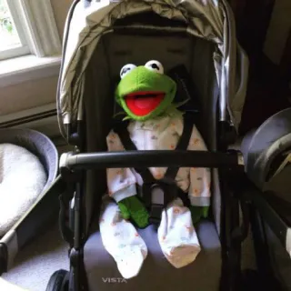 👶 6f6bafaa Kermit puppet, frog, stroller, cute, muppet telegram sticker