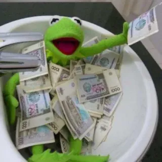 💴 be79deb6 Kermit the Frog kermit, frog, money, wealth, rich telegram sticker