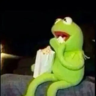 🍿 f4e777d4 Kermit kermit, frog, muppet, popcorn, watching telegram sticker