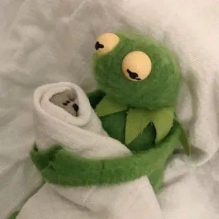🍼 f97fbcfb Kermit frog, puppet, blanket, stuffed animal, cute, muppet telegram sticker