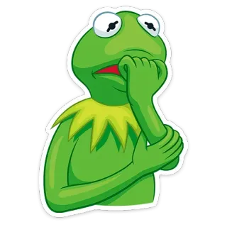 😬 8244fb46 Kermit the Frog เคอร์มิท, กบ, หุ่น, มัพเพ็ต, สีเขียว, คิด, กังวล telegram sticker