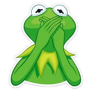 🤐 8b57e994 Kermit เคอร์มิท เดอะ ฟร็อก, มัพเพ็ต, สีหน้า, เอามือปิดปาก, สติกเกอร์, กบการ์ตูน telegram sticker