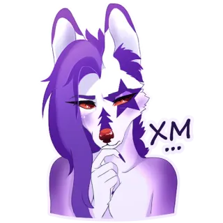 🤔 33129f62 XM... Furry, Anthropomorphe, Loup, Violet, Étoile, Dessin animé telegram sticker