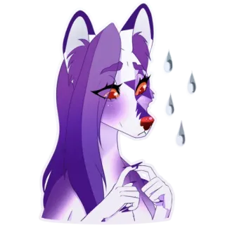 😔 55b83629 furry, anthro, triste, pleurs, loup, violet, cartoon, art numérique telegram sticker