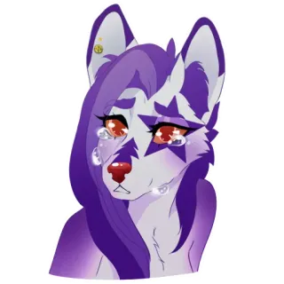 😢 68450d00 Furry, Loup, Pleurs, Triste, Violet, Blanc, Larmes, Anthropomorphe telegram sticker