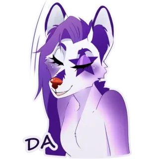👍 6d3137f6 DA Furry, Anthropomorphe, Loup, Violet, Blanc, Étoiles, Dessin animé, Animal telegram sticker
