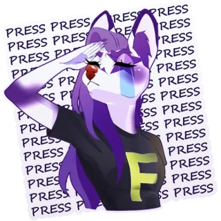 😭 b08fffc5 PRESS PRESS animal, poilu, dessin animé, personnage, violet, loup, anthropomorphe telegram sticker
