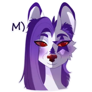 🙂 b45fb8dd M) Furry, Anthropomorphe, Animal, Violet, Blanc, Étoile, Loup telegram sticker