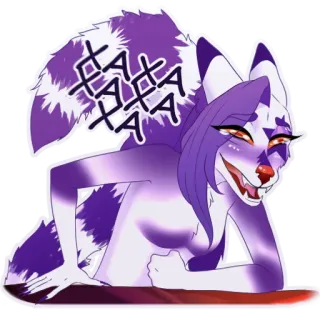😂 cada4f18 HAHAHAHA renard, animal, dessin animé, rire, violet, blanc, personnage telegram sticker