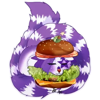 🍔 d719e38d mouffette, burger, sandwich, animal, mignon, violet telegram sticker