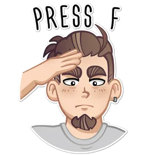 ✊ 8b290585 PRESS F нажми F, дань, уважение, игры, мем, мультфильм telegram sticker
