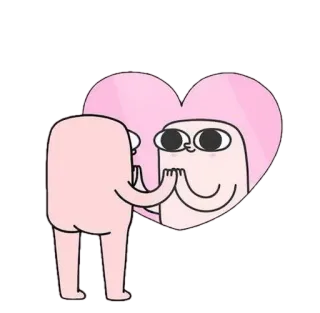 😚 46047768 Kartun, Hati, Merah muda, Cinta, Refleksi, Cinta diri, Karakter whatsapp sticker