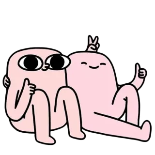 👍 a1ae855f Kartun, Karakter, Jempol ke atas, Tanda perdamaian, Lucu whatsapp sticker