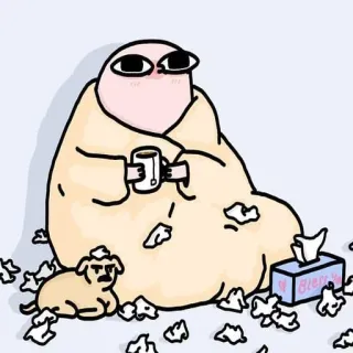 💎 0a1a5685 Bless You krank, erkältung, grippe, taschentuch, hund, tee, comic telegram sticker