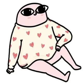 💎 59c9103e Cartoon, Figur, Pullover, Herz, Rosa, Sitzend telegram sticker