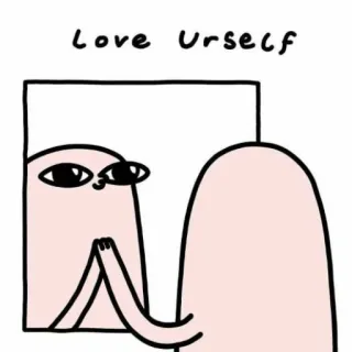 😌 af6e33bb Love Urself 自己肯定感, マンガ, 鏡, ポジティブ, 反射, かわいい telegram sticker