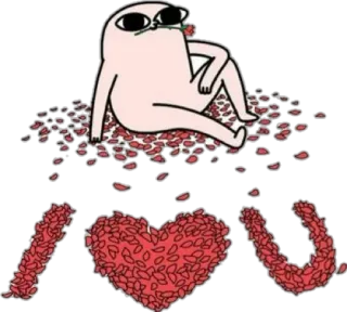 ❤️ 396e056d I <3 U amor, rosas, romântico, desenho animado, saudação, coração, eu te amo whatsapp sticker