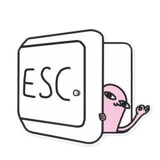 🌚 32cb1ecb ESC. tecla escape, computador, teclado, botão, personagem rosa, desenho animado, engraçado whatsapp sticker