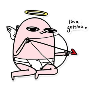 💘 c86dd805 I'm a getcha cupido, desenho animado, anjo, dia dos namorados, arco e flecha, coração, fofo, engraçado whatsapp sticker