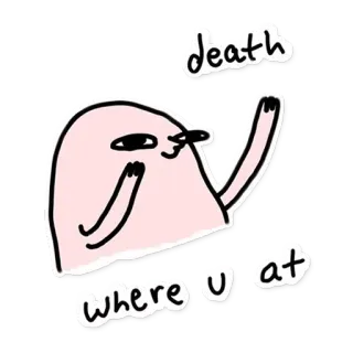 ⚰ e6b9acb7 death where u at morte, desenho animado, humor, personagem, adesivo whatsapp sticker