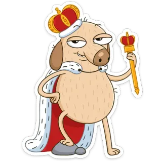 🤴 007130df perro, rey, corona, realeza, dibujos animados, mascota telegram sticker
