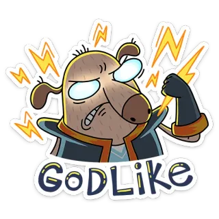 😡 1f6600d1 Godlike perro, dibujo animado, divino, rayo, enojado, gracioso, meme telegram sticker