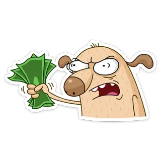 🤑 5e8aa206 perro, dibujo animado, dinero, efectivo, avaricia, enojado, gracioso telegram sticker