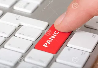 😱 be74ef87 PANIC 공황, 버튼, 키보드, 빨간색, 손가락, 컴퓨터, 스트레스 telegram sticker