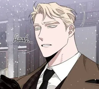 🥵 12c90825 Aaah... man, suit, blonde, gloves, winter telegram sticker