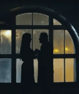 🤩 be6c1f80 sylwetka, para, okno, romantyczny, miłość, noc telegram sticker