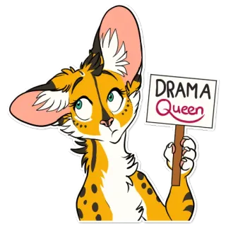 🤐 ab9db0e8 DRAMA Queen การ์ตูน, สัตว์, ดราม่าควีน, ขนฟู, ป้าย, น่ารัก telegram sticker