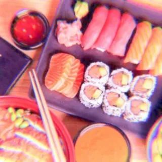🍥 0a6e83d3 Sushi, Japońskie jedzenie, Łosoś, Tuńczyk, Maki, Nigiri, Jedzenie, Lunch whatsapp sticker