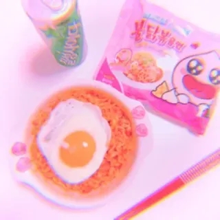 🍥 6c5bb985 jedzenie, jajko, makaron, napój, przekąska, koreański whatsapp sticker