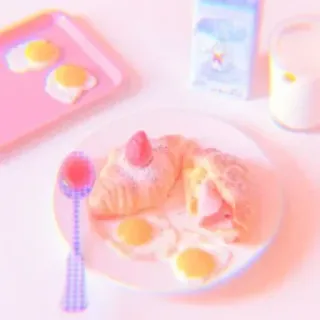 🍥 9bf59ab6 jedzenie, jajka, śniadanie, rogalik, mleko, zastawa stołowa whatsapp sticker