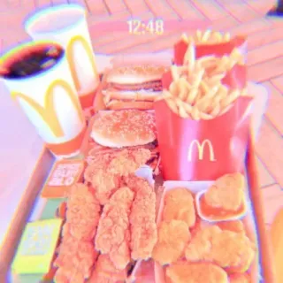 🍥 ff77eca9 McDonald's, Jedzenie, Fast food, Burger, Frytki, Nuggetsy z kurczaka, Cola whatsapp sticker